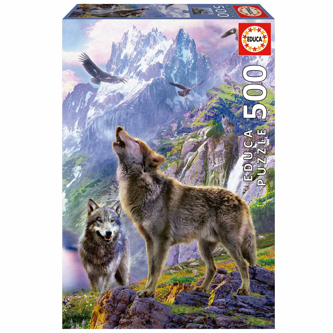 Educa 500 Piece Puzzle-Wolves InThe Rocks
