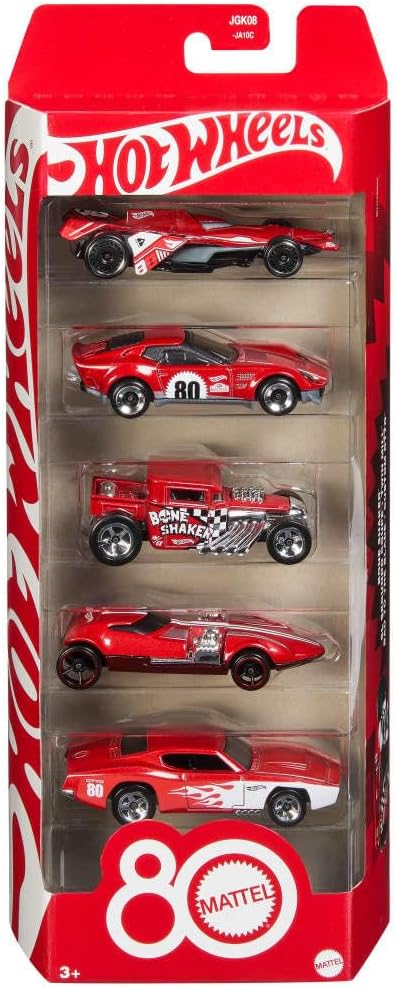 Hot Wheels Toy Cars -  Mattel 80th Anniversary Set of 5 Vehicles