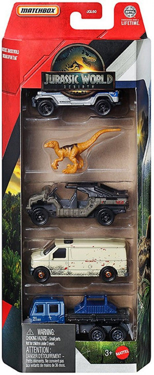 Jurassic World Matchbox Rapid Getaway Unit Die Cast Car 5-Pack