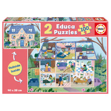 Load image into Gallery viewer, Educa 100 Piece Puzzle- 2×100 Inside/Outside House
