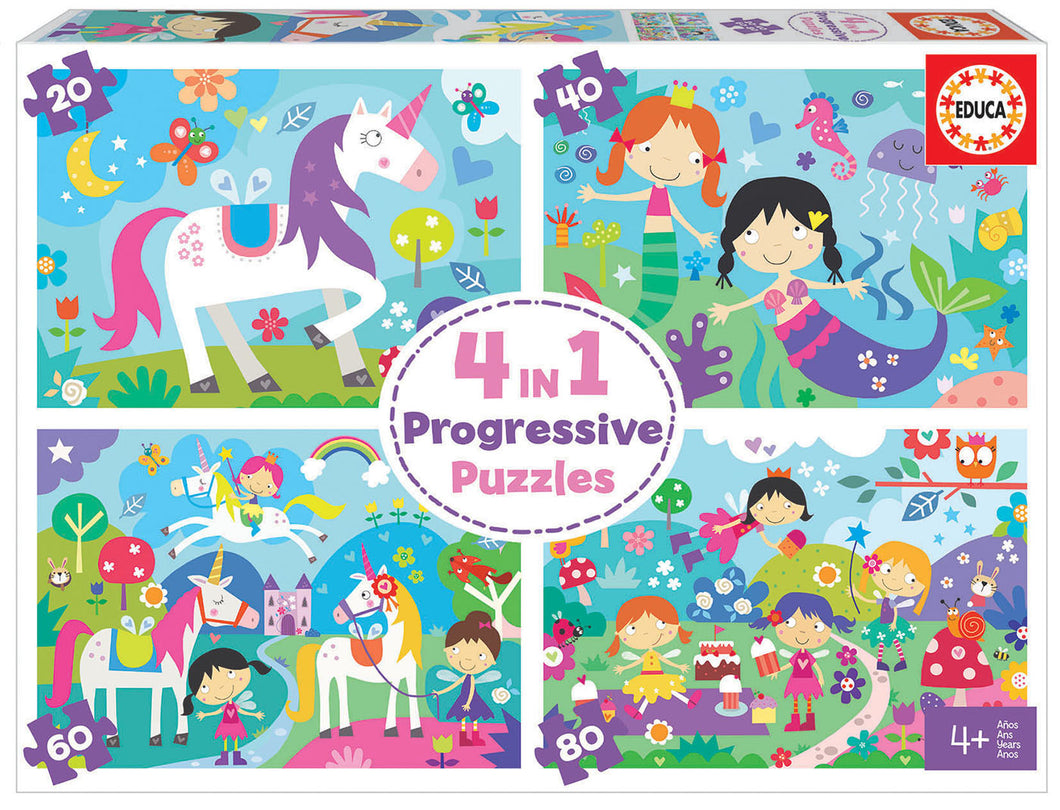 Educa 4 In 1 Progressive Puzzles- Fantasy Friends