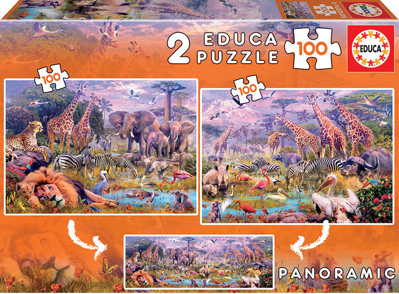 Educa 2x 100 Piece Puzzle- Wild  Animals