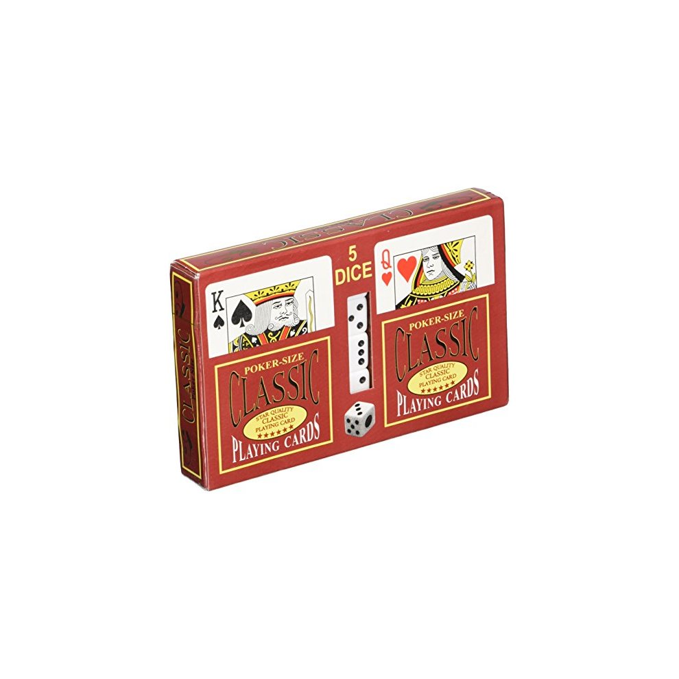 Star Quality Classic Game Playing 2 Deck Cards 5 Dice Set