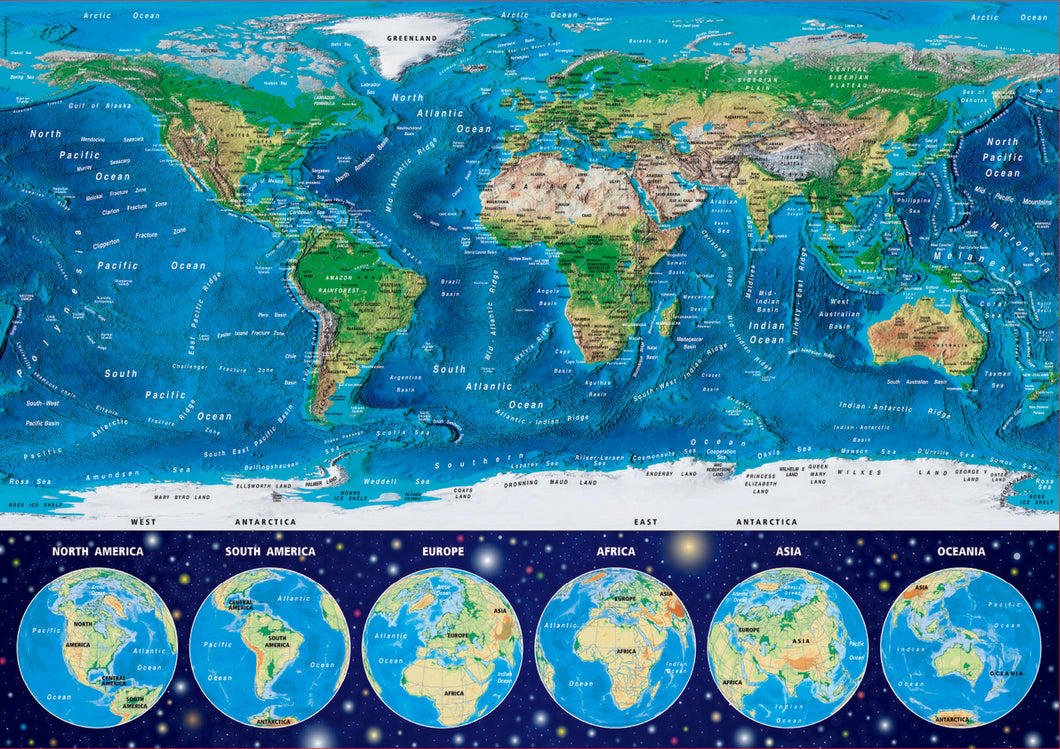 Educa  1000 Piece Puzzle- Neon World Map
