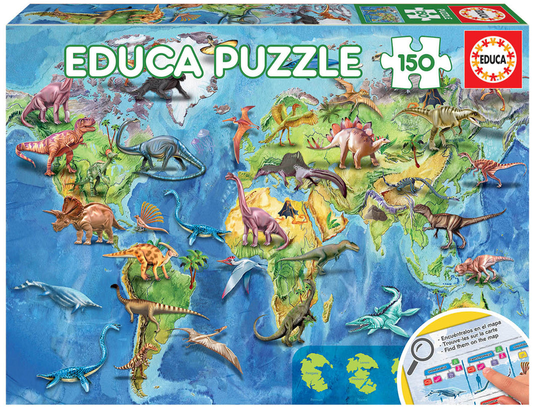 Educa 150 Piece Puzzle- Dinosaurs World Map