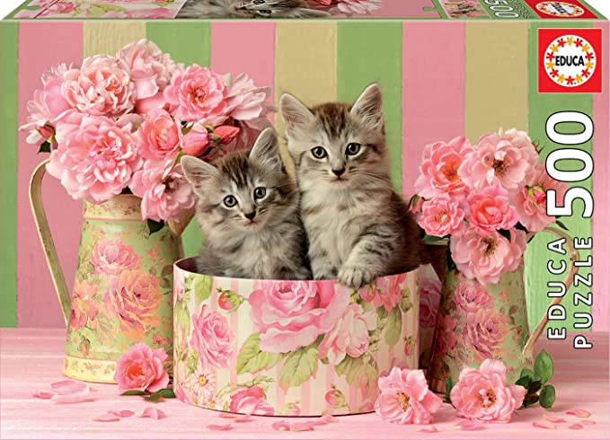 Educa 500 Piece Puzzle-  Kittens with Roses