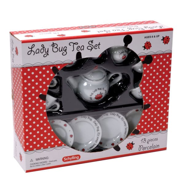 Schylling 13 piece Childrens Porcelain Lady Bug Tea Set