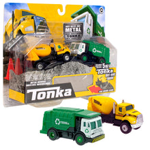 Load image into Gallery viewer, Tonka  Metal Movers Combo Pack- Cement Mixer &amp; Garbage Truck
