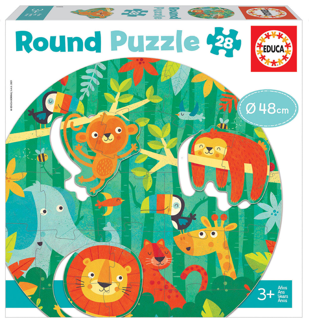 Educa 28 Piece Round Puzzle-The Jungle