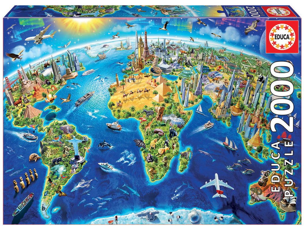 Educa 2000 Piece Puzzle-  World Landmarks Globe