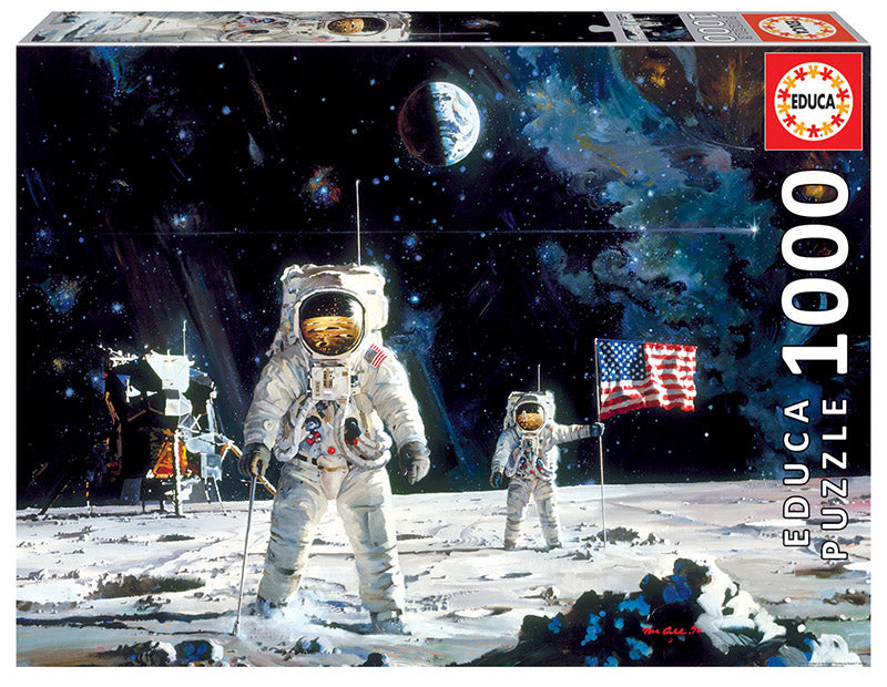 Educa 1000 Piece Puzzle-  FIRST MEN ON THE MOON, ROBERT MCCALL