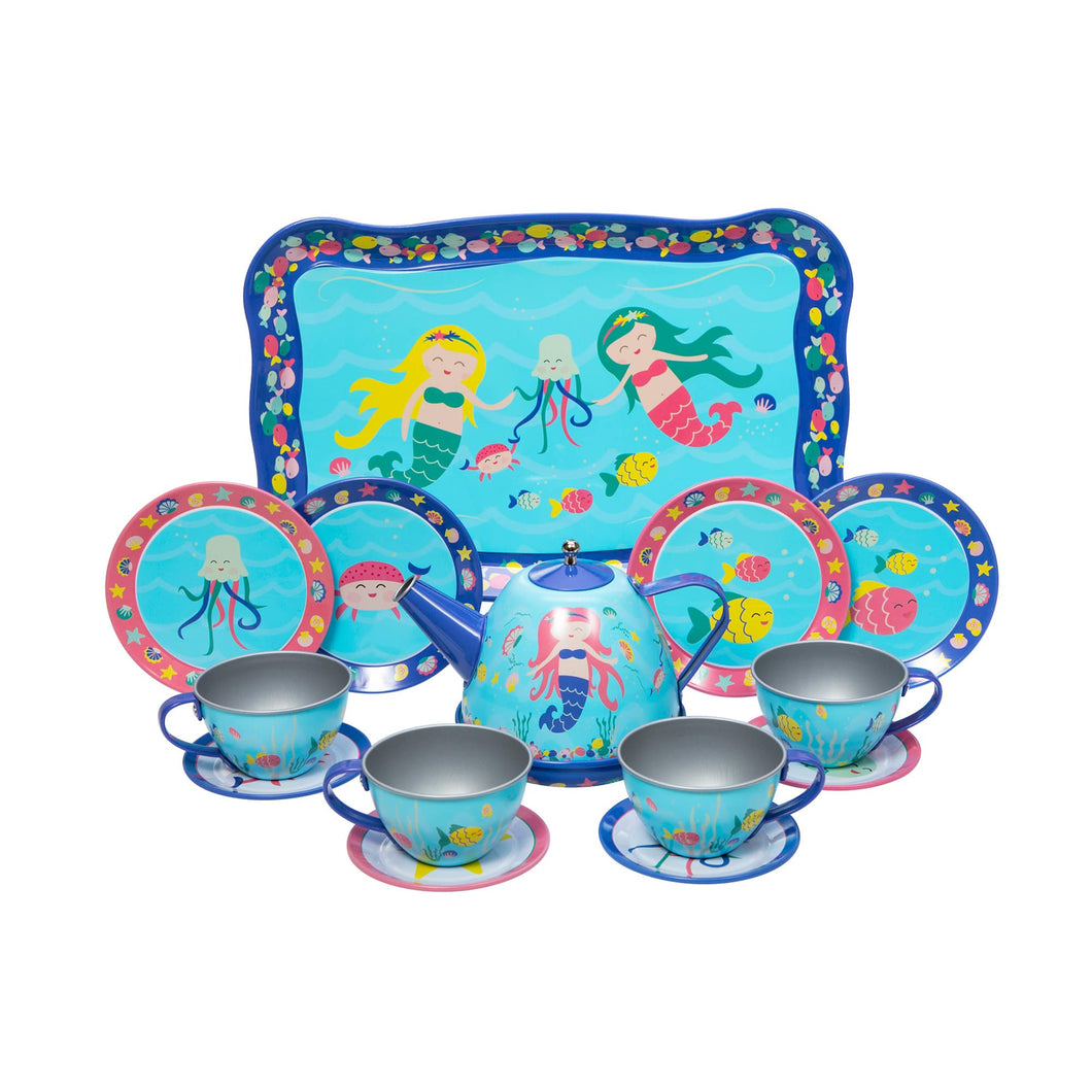 Schylling 15 piece Mermaid Tin Tea Set